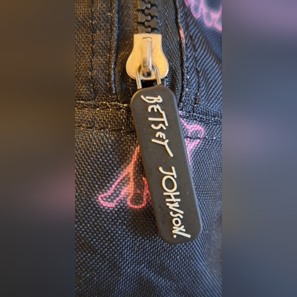 EUC Y2K Betsey Johnson Black & Pink Bulldog Frenchie School Work Lined Lunch Bag - Picture 7 of 7